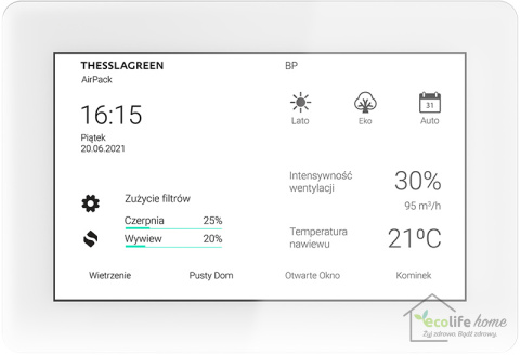 Air ++ Thesslagreen -zdalny kolorowy panel dotykowy do montażu naściennego, 5”